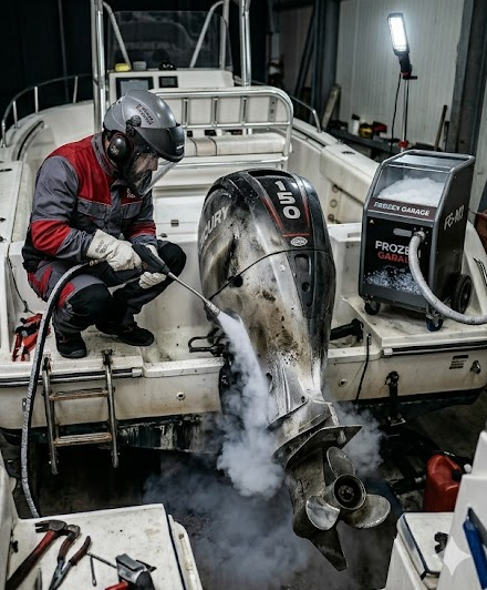 nettoyage moteur de bateau à quai - Cryogénie - Frozen Garage